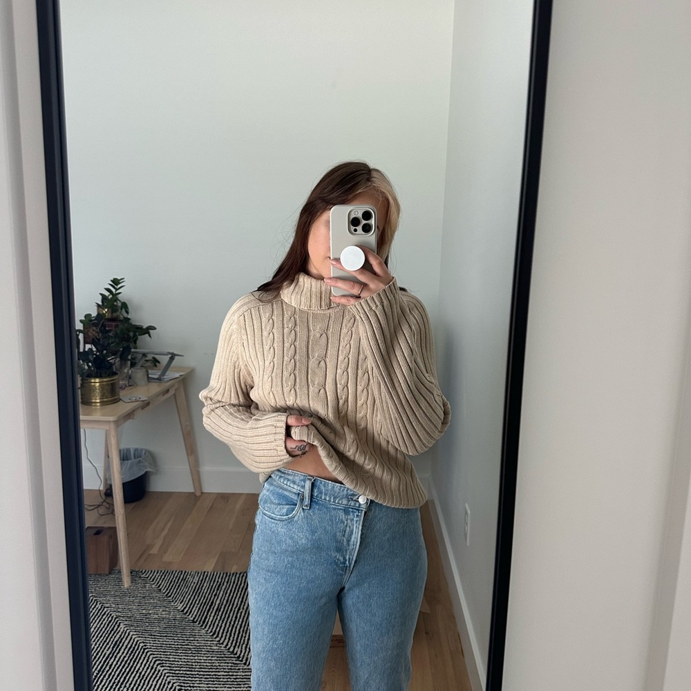 Marsh Landing Cream Cable Knit Turtleneck Sweater